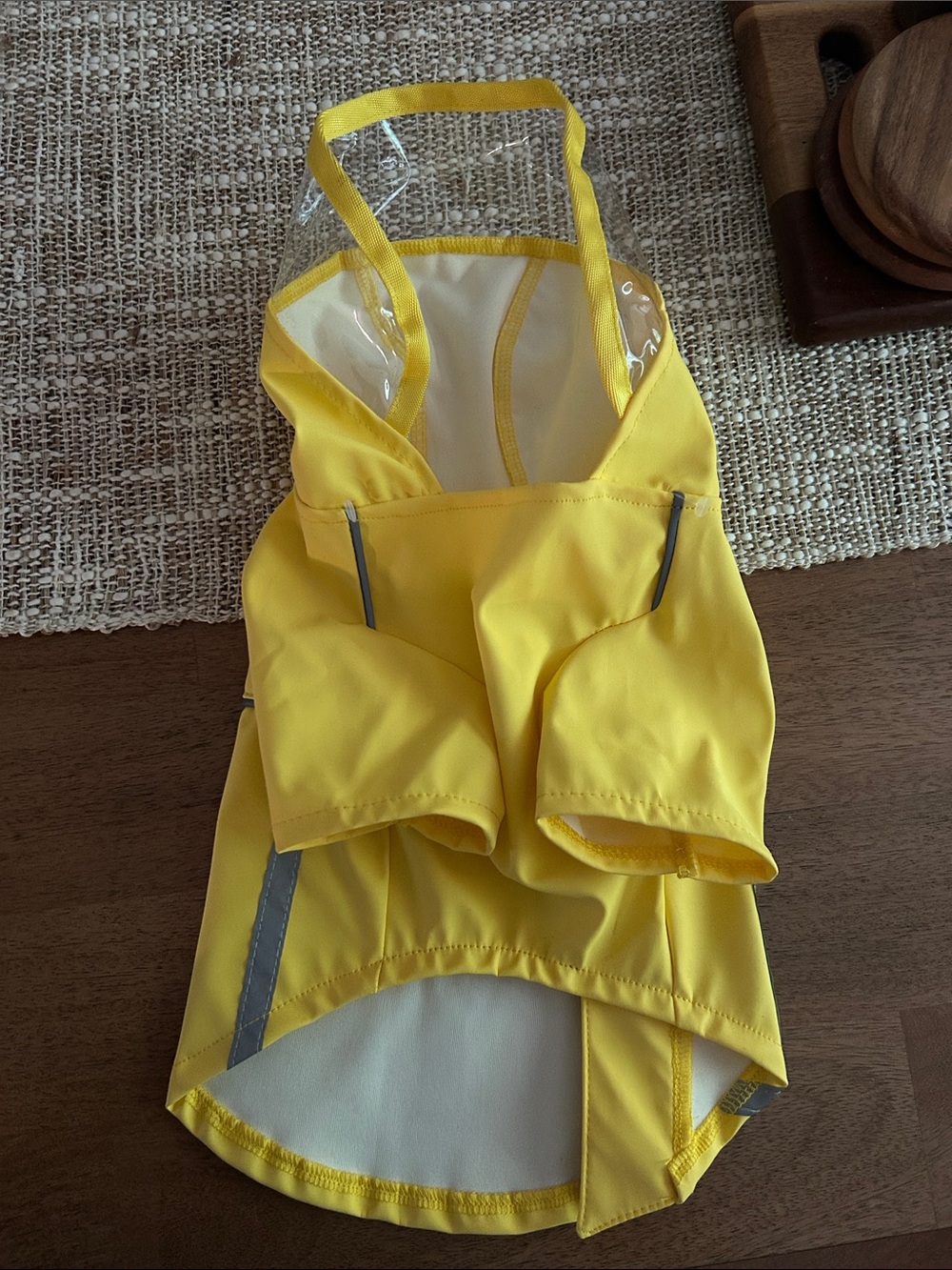 Dog Bright Yellow Hooded Rain Jacket - Reflective Trim - Picture 3 of 4